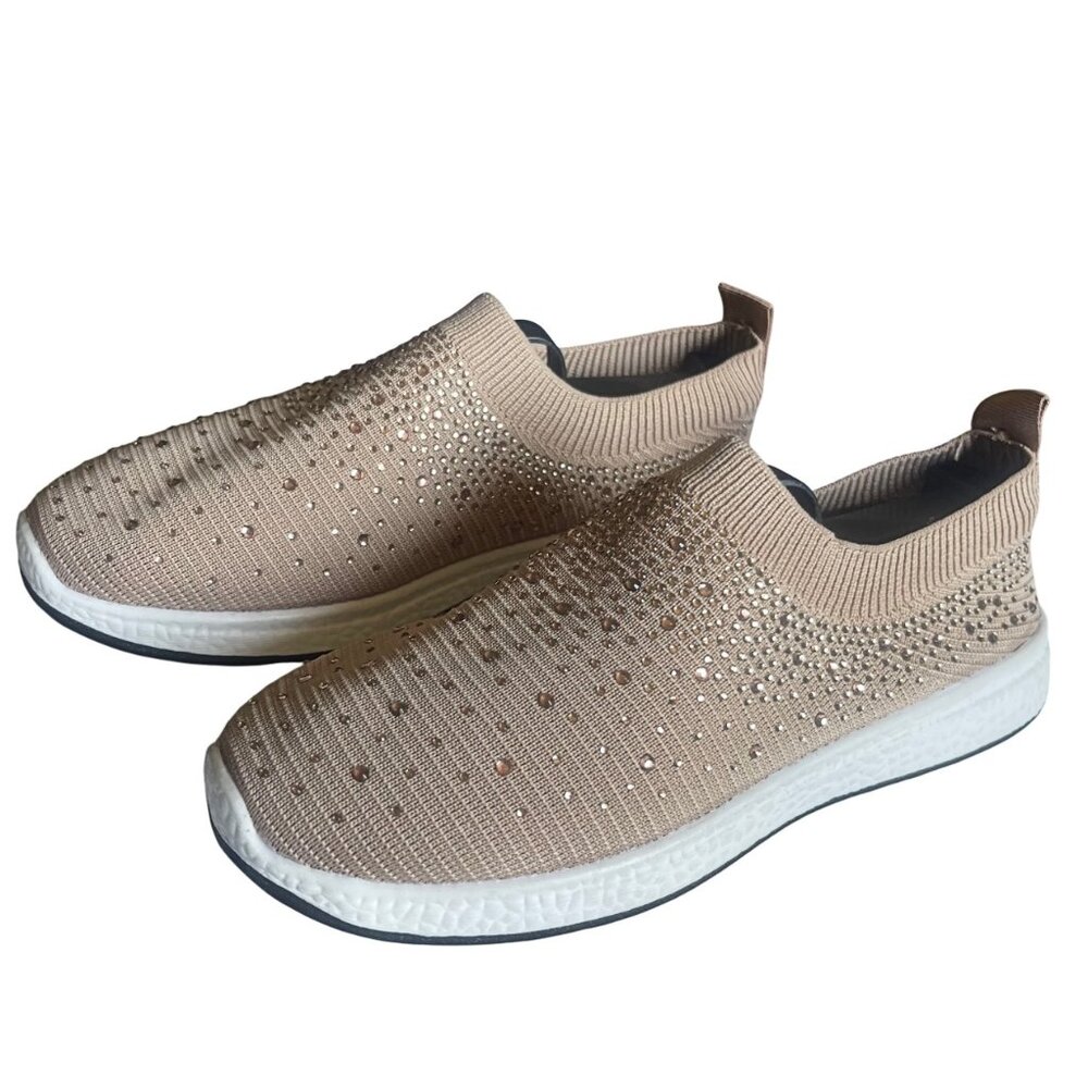 Women's Embellished Rhinestone Jewel Slip-On Sneakers Sparkly Fashion  Footwear